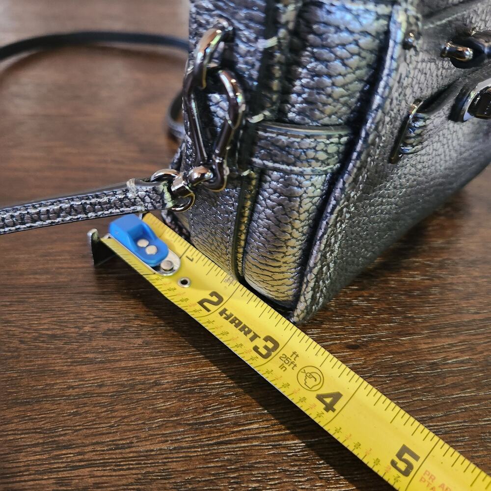 New Coach Mini Swagger 15 In Pebble Leather Gray Metallic Crossbody Bag 54625 - Picture 11 of 12